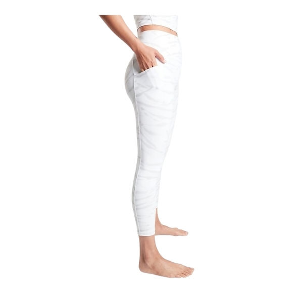 Athleta Women White Gray Marble Salutation Stash Pocket II 7/8 Tight Leggings XS - Picture 10 of 10